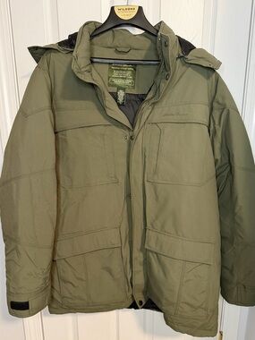 Eddie Bauer Olive Green Military Field Jacket with Hood